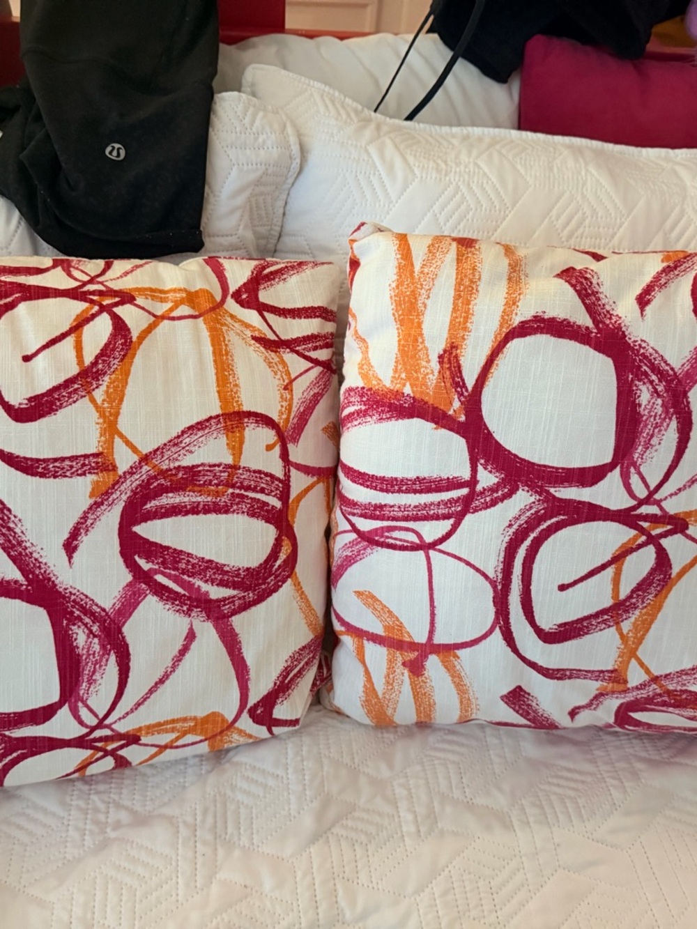 Decorative Throw Pillow Pair in Fuchsia and Orange